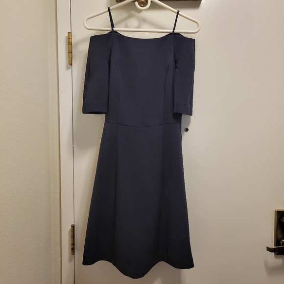NWT H&M Dark Blue Navy Dress Exposed Shoulders 2 - Picture 2 of 6